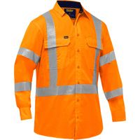 Bisley&reg; X-Back Long Sleeve Work Shirt with X-Airflow, Poly-Cotton, Small, High Visibility Orange Waymarc Industries Inc