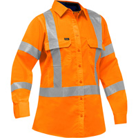 Bisley&reg; X-Back Women's Long Sleeve Work Shirt with X-Airflow, Poly-Cotton, Small, High Visibility Orange Waymarc Industries Inc