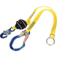 Tie-Back Web Shock-Absorbing Lanyard, 6', Rebar Hook Center, Snap Hook Leg Ends, Polyester Waymarc Industries Inc