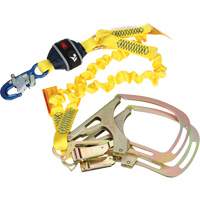 Twin-Leg Stretch Web Shock-Absorbing Lanyard, 6', Rebar Hook Center, Snap Hook Leg Ends Waymarc Industries Inc