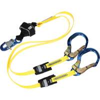 Twin-Leg Arc Flash Coated Web Shock-Absorbing Lanyard, 6', Rebar Hook Center, Snap Hook Leg Ends Waymarc Industries Inc