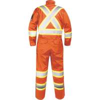 Combinaison ignifug&eacute;e avec bandes haute visibilit&eacute;, Taille Petit, Orange Waymarc Industries Inc