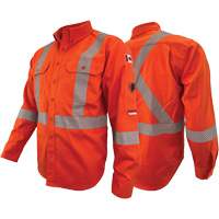 Chandail de travail &agrave; manches longues ignifuge et r&eacute;sistant &agrave; l'arc &eacute;lectrique avec bandes de 2" Atlas Guardian, T-petit, Orange haute visibilit&eacute; Waymarc Industries Inc