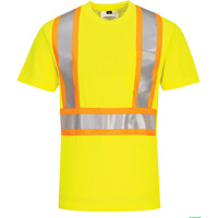 Contrast-Striped Safety T-Shirt, Polyester, Small, High Visibility Lime-Yellow Waymarc Industries Inc