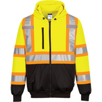 Contrast-Striped Safety Hoodie, Small, Black/High Visibility Lime-Yellow Waymarc Industries Inc