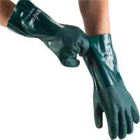 Double Dipped Green Gloves, 14" L, PVC, Cotton Jersey Inner Lining, 70-mil Waymarc Industries Inc