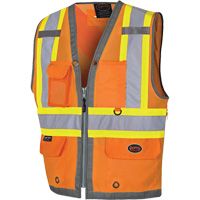 Veste de s&eacute;curit&eacute; pour arpenteur Pioneer avec fermeture &agrave; glissi&egrave;re et dos en maille, Orange haute visibilit&eacute;, Petit, Polyester Waymarc Industries Inc