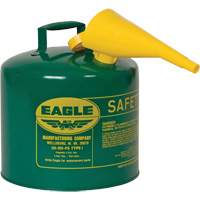 Safety Can for Combustibles with Funnel, Type I, Galvanized Steel, 5 US gal., Green, FM Approved/UL/ULC Listed Waymarc Industries Inc