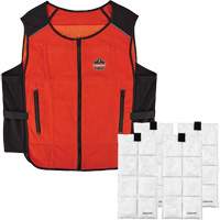 Veste de refroidissement &agrave; changement de phase l&eacute;g&egrave;re avec sachets de recharge Chill-Its 6260, Petit/Moyen, Orange Waymarc Industries Inc