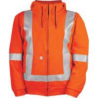 High-Visibility Wind Resistant Zip-Front Sweatshirt with DetachableHood, Men's, Small, High Visibility Orange, 27.7 cal/cm² Waymarc Industries Inc