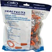 SEALTEC33 Orange Tapered PU Foam Disposable Earplugs, Bulk - Polybag, Corded Waymarc Industries Inc