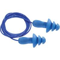 Bouchons d'oreilles r&eacute;utilisables bleus 100 % d&eacute;tectables par m&eacute;tal SEALTEC TipGrip, Avec cordon, Taille unique, Vrac - Boîte, NRR dB 26 dB Waymarc Industries Inc