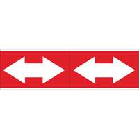 Dual Direction Arrow Pipe Markers, Self-Adhesive, 4" H x 12" W, White on Red SI717 | Waymarc Industries Inc