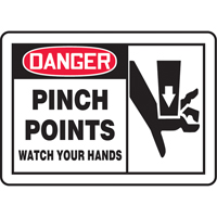 "Pinch Points" Sign, 7" x 10", Plastic, English with Pictogram Waymarc Industries Inc