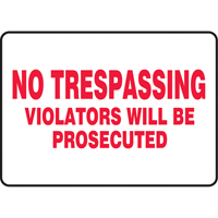 "No Trespassing" Sign, 7" x 10", Vinyl, English Waymarc Industries Inc