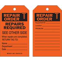 &eacute;tiquette pour les r&eacute;parations de s&eacute;curit&eacute;, Polyester, 4" la x 7" h, Anglais Waymarc Industries Inc