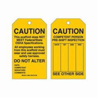 &eacute;tiquettes de s&eacute;curit&eacute; pour les &eacute;chafaudages, Polyester, 4" la x 7" h, Anglais Waymarc Industries Inc