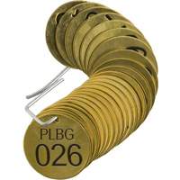 &eacute;tiquettes num&eacute;rot&eacute;es pour vannes PLPG, # 026-050, Laiton, 1,5" dia. Waymarc Industries Inc