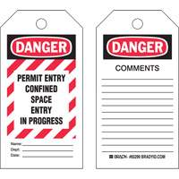 "Confined Space" Tags, Polyester, 3" W x 5-3/4" H, English SX839 | Waymarc Industries Inc