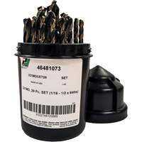 Mechanics Length Jobber Drill 135° - 1/16" to 1/2" by 1/64", 29 Pieces, High Speed Steel Waymarc Industries Inc