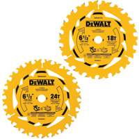 Assortiment de lames de scie circulaire, 6-1/2", 18/24 dents, Pour Bois Waymarc Industries Inc