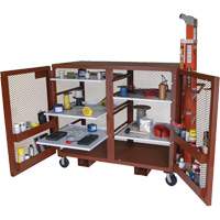 Mobile Mesh Cabinet, Steel, 49 Cubic Feet, Red Waymarc Industries Inc