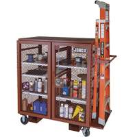 Mobile Mesh Cabinet, Steel, 37 Cubic Feet, Red Waymarc Industries Inc