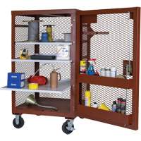 Mobile Mesh Cabinet, Steel, 22 Cubic Feet, Red Waymarc Industries Inc