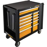 Powered Tool Cart, 11 Drawers, 42-1/2" W x 24-7/16" D x 41" H, Black/Orange TEQ808 | Waymarc Industries Inc