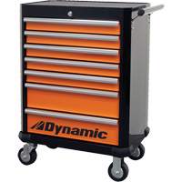 Roller Cabinet, 7 Drawers, 28" W x 18" D x 40" H, Black/Orange TER176 | Waymarc Industries Inc