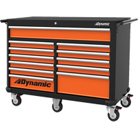 Roller Cabinet, 12 Drawers, 53" W x 24" D x 41" H, Black/Orange TER180 | Waymarc Industries Inc