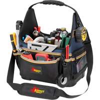 Molded Base Electrical/HVAC Tool Carrier, Ballistic Polyester, 20 Pockets, Black/Blue Waymarc Industries Inc