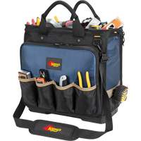 Molded Base Multi-Compartment Technician's Tool Bag, Ballistic Polyester, 54 Pockets, Black/Blue Waymarc Industries Inc