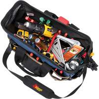 Molded Base Big-Mouth Tote Tool Bag, Ballistic Polyester, 23 Pockets, Black/Blue Waymarc Industries Inc