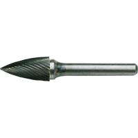 CLEVELAND Solid Carbide Burrs - Tree Shape Pointed End, SG-41, 1/8" Dia., 1/8" Shank, 1/4" Depth of Cut Waymarc Industries Inc