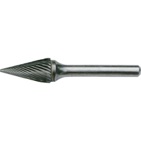 CLEVELAND Solid Carbide Burrs - Pointed Cone Shape, SM-42, 1/8" Dia., 1/8" Shank, 7/16" Depth of Cut Waymarc Industries Inc