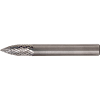 CLEVELAND Solid Carbide Burrs - Tree Shape Pointed End, SG-1, 1/4" Dia., 1/4" Shank, 5/8" Depth of Cut Waymarc Industries Inc