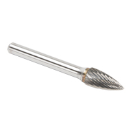 CLEVELAND Solid Carbide Burrs - Tree Shape Pointed End, SG-3, 9.53 mm Dia., 1/4" Shank Waymarc Industries Inc
