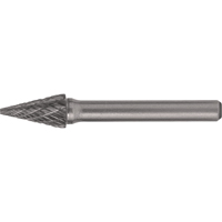 CLEVELAND Solid Carbide Burrs - Pointed Cone Shape, SM-6, 5/8" Dia., 1/4" Shank, 1" Depth of Cut Waymarc Industries Inc