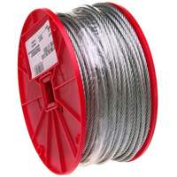 Wire Cable, 500' (152.4 m) x 3/32", 184 lbs. (0.092 tons), Galvanized TQB486 | Waymarc Industries Inc