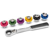 6 Point Magnetic Oil Drain Plug Metric Socket Set, 7 Pieces, 3/8" Drive Size Waymarc Industries Inc