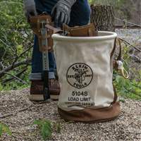 Leather-Bottom Bucket, 17" H, Canvas, White Waymarc Industries Inc