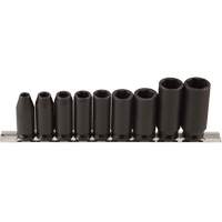 Long Socket Set, 9 Pcs, Impact, 3/8" Drive Size, Deep Waymarc Industries Inc