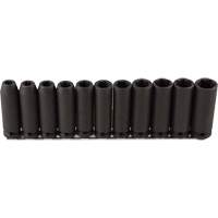 Long Socket Set, 11 Pcs, Impact, 1/2" Drive Size, Deep Waymarc Industries Inc