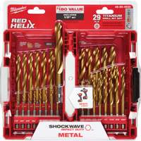 Shockwave Red Helix Drill Bit Set, 29 Pieces, Titanium Waymarc Industries Inc