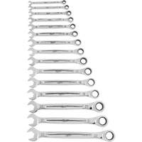 Ratcheting Wrench Set, Combination, 15 Pieces, Metric UAL993 | Waymarc Industries Inc