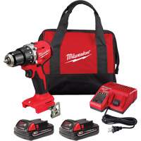 M18™ Compact Brushless Hammer Drill/Driver Kit, Lithium-Ion, 18 V, 1/2" Chuck, 550 in-lbs Torque UAW908 | Waymarc Industries Inc