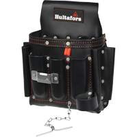 Electrician's Tool Pouch, Leather, 8 Pockets, Black UAX329 | Waymarc Industries Inc
