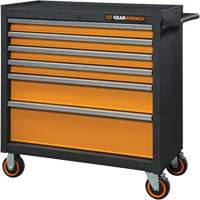 GSX Series Rolling Tool Cabinet, 6 Drawers, 36" W x 18-1/5" D x 37-2/5" H, Black/Orange Waymarc Industries Inc