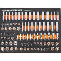 Jeu d'outils m&eacute;triques pour m&eacute;canicien MEGAMOD dans des plateaux en mousse modulaire avec armoire roulante &agrave; outils, 358 morcea Waymarc Industries Inc